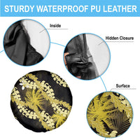Puakenikeni Maile Lei Spare Tire Cover Frangipani Yellow Tropical Leaves LT01 - Polynesian Pride