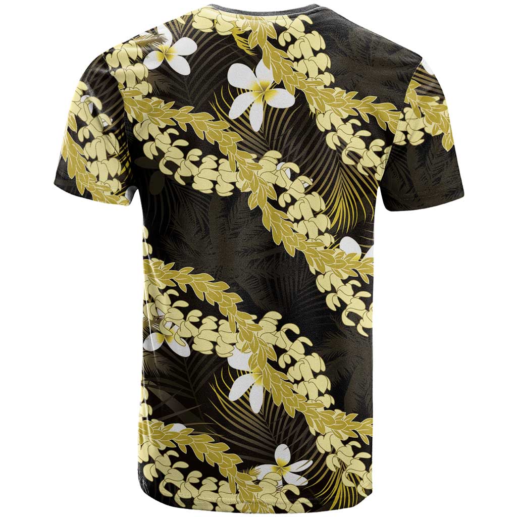 Puakenikeni Maile Lei T Shirt Frangipani Yellow Tropical Leaves