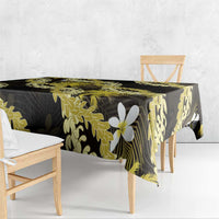 Puakenikeni Maile Lei Tablecloth Frangipani Yellow Tropical Leaves
