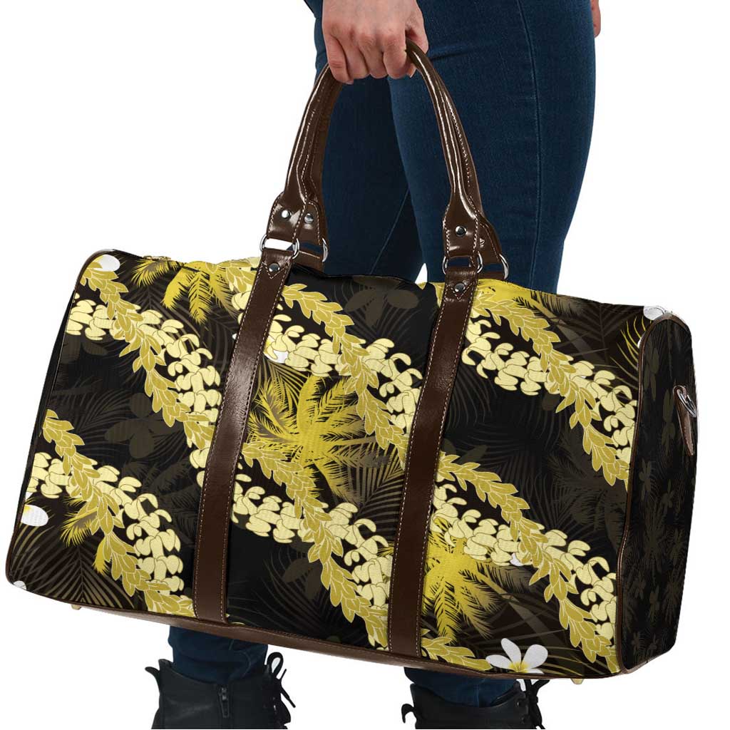 Puakenikeni Maile Lei Travel Bag Frangipani Yellow Tropical Leaves LT01 - Polynesian Pride