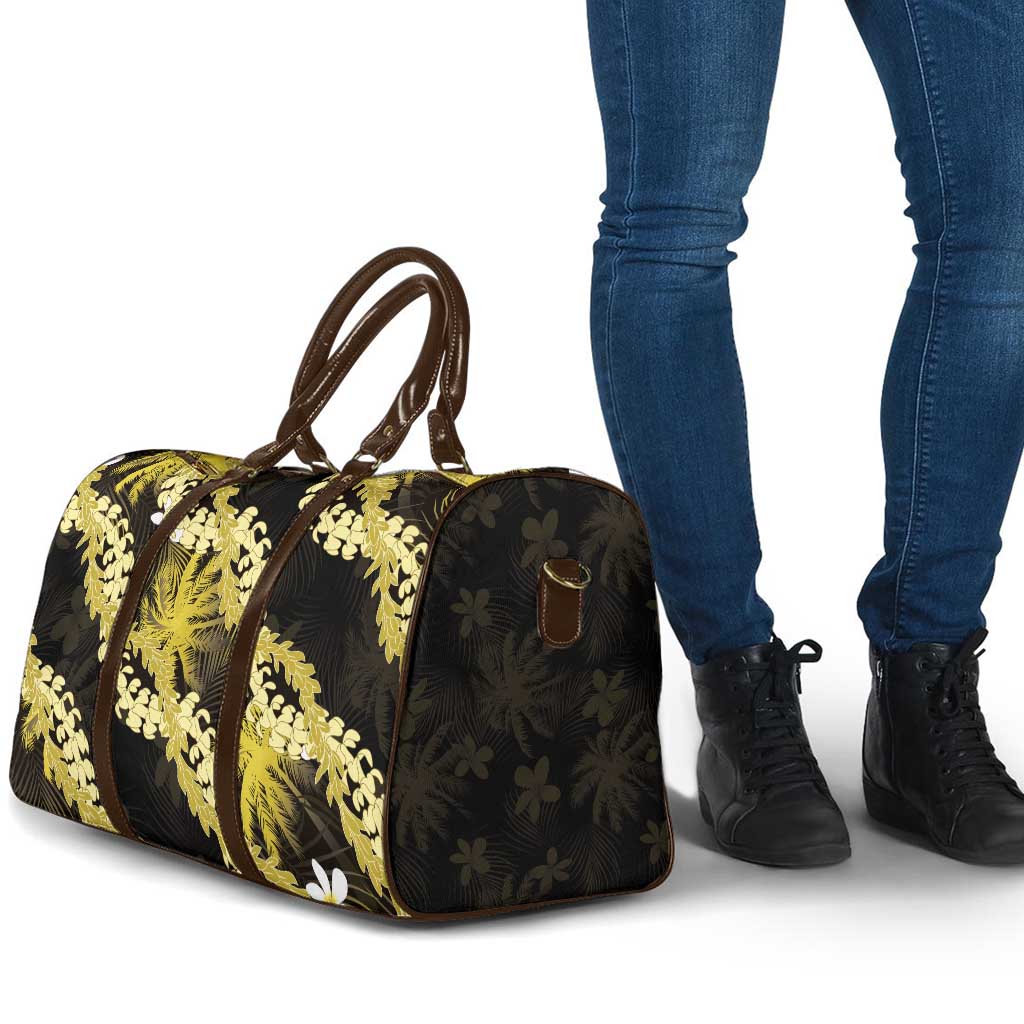 Puakenikeni Maile Lei Travel Bag Frangipani Yellow Tropical Leaves LT01 - Polynesian Pride