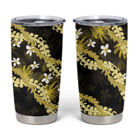 Puakenikeni Maile Lei Tumbler Cup Frangipani Yellow Tropical Leaves LT01 Yellow - Polynesian Pride