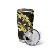 Puakenikeni Maile Lei Tumbler Cup Frangipani Yellow Tropical Leaves LT01 - Polynesian Pride