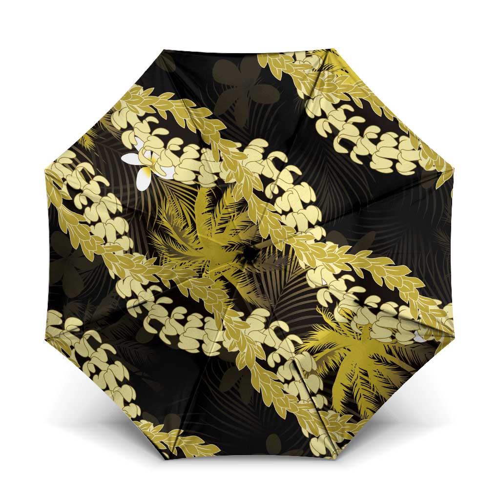 Puakenikeni Maile Lei Umbrella Frangipani Yellow Tropical Leaves LT01 One Size Folded 11.42 inch Opened Diameter 37.4 inch Yellow - Polynesian Pride