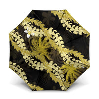 Puakenikeni Maile Lei Umbrella Frangipani Yellow Tropical Leaves LT01 One Size Folded 11.42 inch Opened Diameter 37.4 inch Yellow - Polynesian Pride