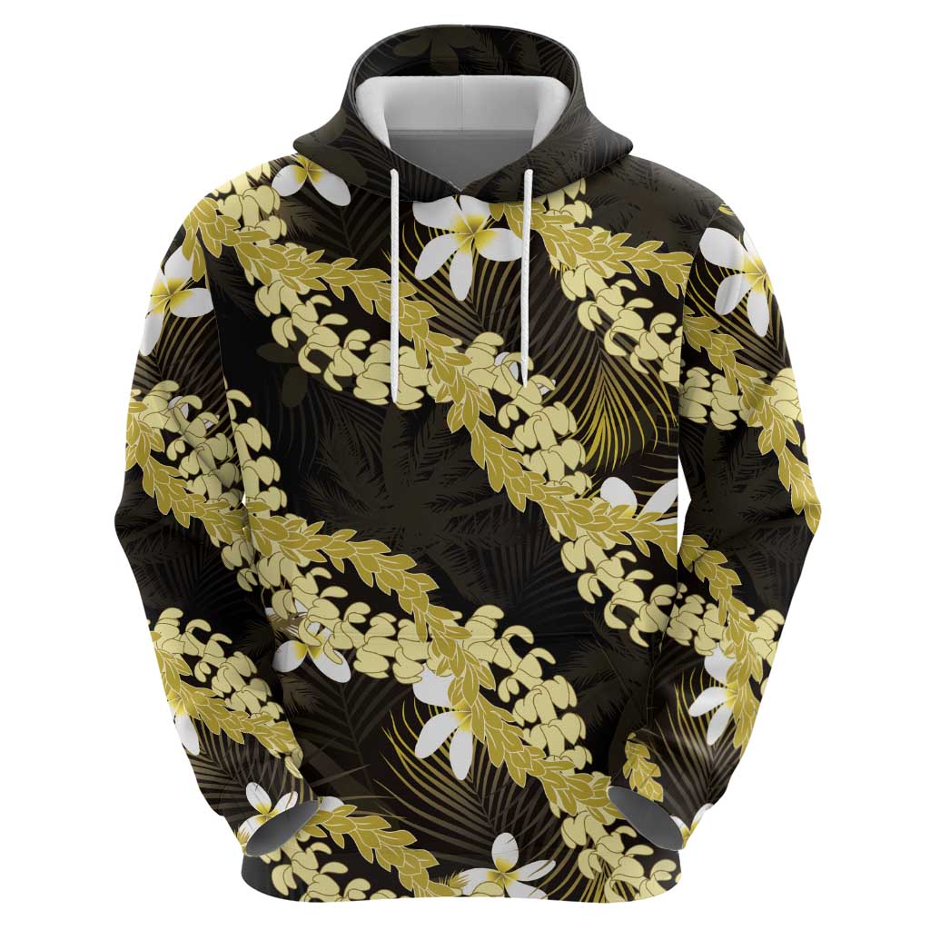 Puakenikeni Maile Lei Zip Hoodie Frangipani Yellow Tropical Leaves LT01 - Polynesian Pride