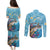 Personalized Hawaii Sea Turtle Couples Matching Puletasi and Long Sleeve Button Shirt Hawaii Map Ocean Vibes