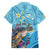 Personalized Hawaii Sea Turtle Family Matching Off The Shoulder Long Sleeve Dress and Hawaiian Shirt Hawaii Map Ocean Vibes