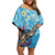 Personalized Hawaii Sea Turtle Off Shoulder Short Dress Hawaii Map Ocean Vibes