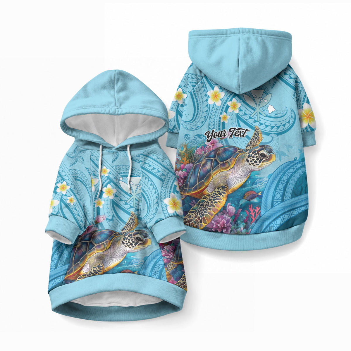 Personalized Hawaii Sea Turtle Pet Hoodie Hawaii Map Ocean Vibes