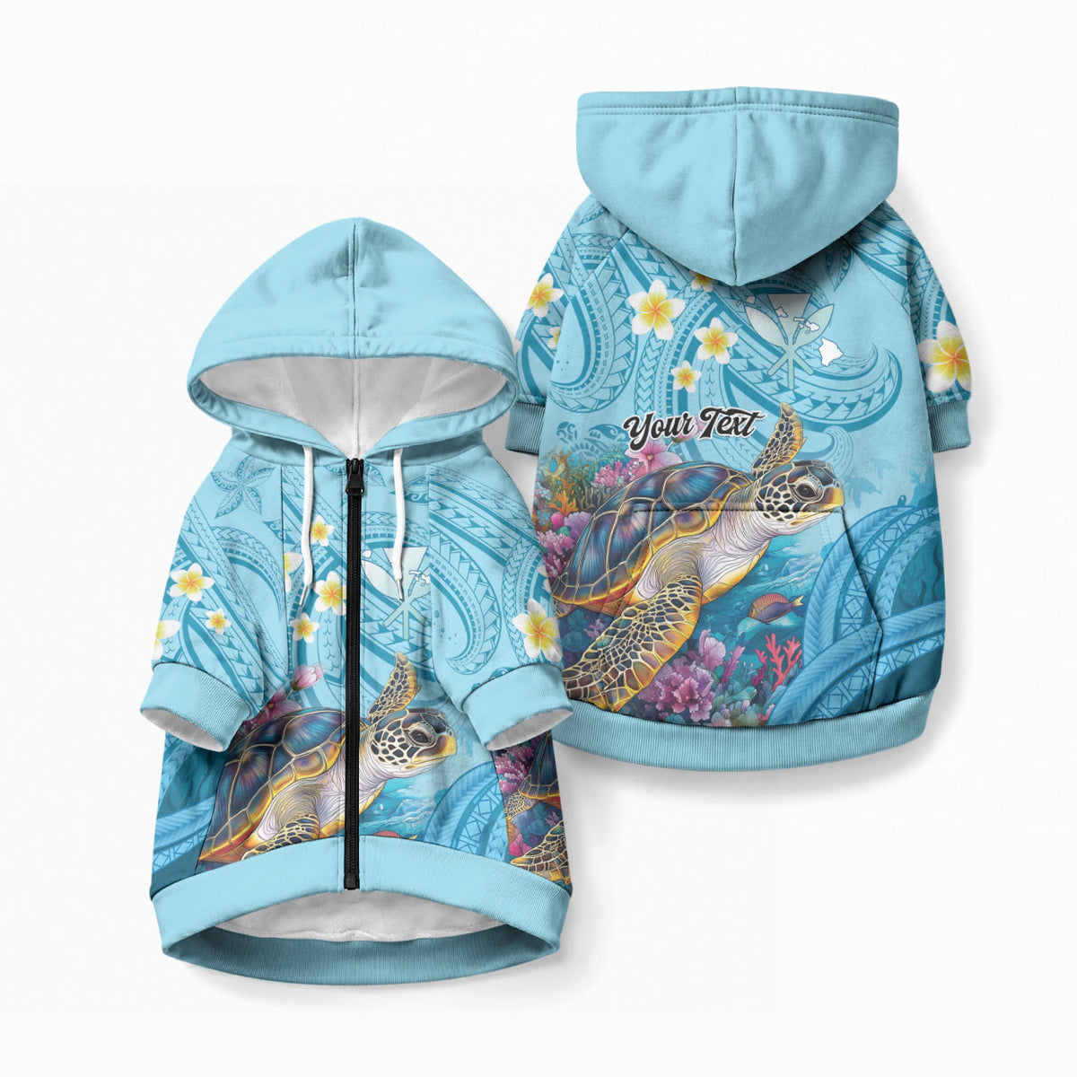 Personalized Hawaii Sea Turtle Pet Hoodie Hawaii Map Ocean Vibes