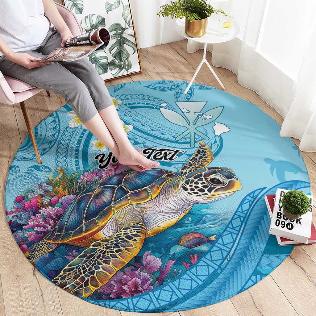 Personalized Hawaii Sea Turtle Round Carpet Hawaii Map Ocean Vibes