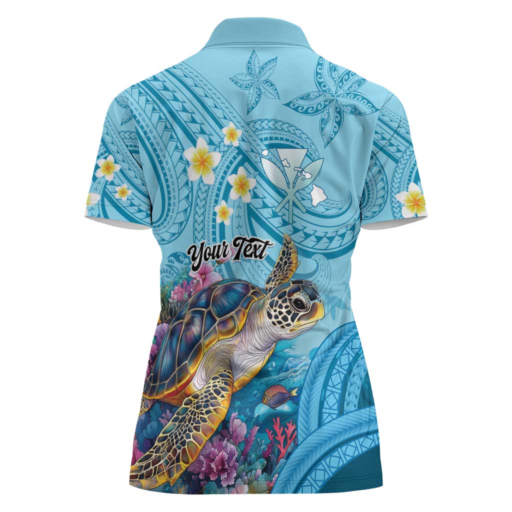 Personalized Hawaii Sea Turtle Women Polo Shirt Hawaii Map Ocean Vibes