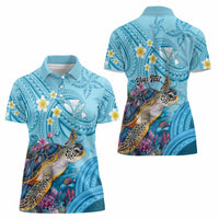 Personalized Hawaii Sea Turtle Women Polo Shirt Hawaii Map Ocean Vibes