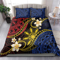 Philippines Spirit Tribal Sun Plumeria Bedding Set Red And Blue Polynesian Pattern