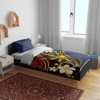 Philippines Spirit Tribal Sun Plumeria Bedding Set Red And Blue Polynesian Pattern