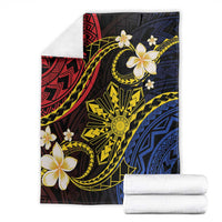 Philippines Spirit Tribal Sun Plumeria Blanket Red And Blue Polynesian Pattern
