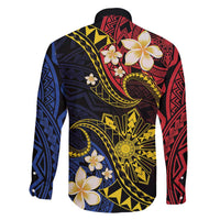 Philippines Spirit Tribal Sun Plumeria Family Matching Mermaid Dress and Hawaiian Shirt Red And Blue Polynesian Pattern