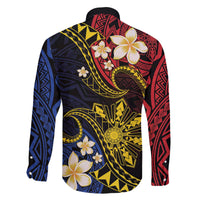 Philippines Spirit Tribal Sun Plumeria Family Matching Off The Shoulder Long Sleeve Dress and Hawaiian Shirt Red And Blue Polynesian Pattern