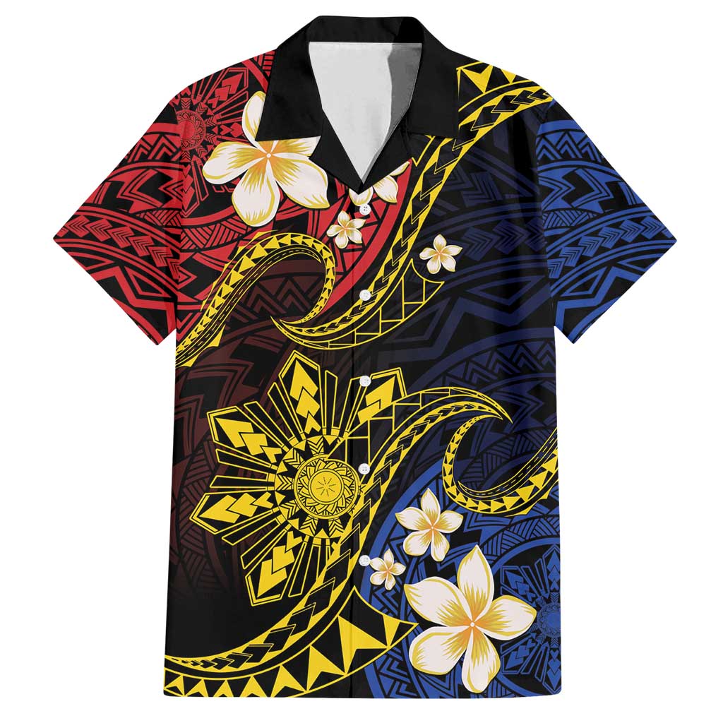 Philippines Spirit Tribal Sun Plumeria Family Matching Puletasi and Hawaiian Shirt Red And Blue Polynesian Pattern