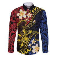 Philippines Spirit Tribal Sun Plumeria Family Matching Short Sleeve Bodycon Dress and Hawaiian Shirt Red And Blue Polynesian Pattern
