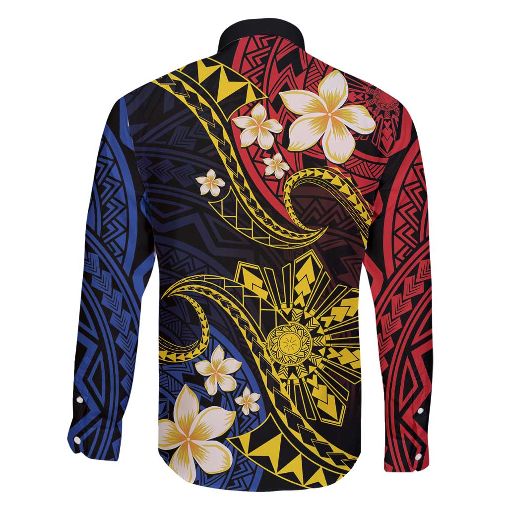 Philippines Spirit Tribal Sun Plumeria Family Matching Summer Maxi Dress and Hawaiian Shirt Red And Blue Polynesian Pattern