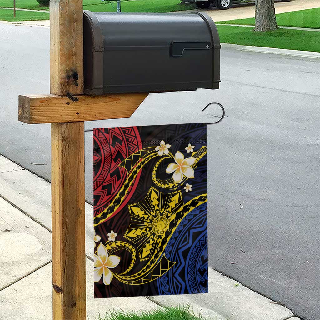 Philippines Spirit Tribal Sun Plumeria Garden Flag Red And Blue Polynesian Pattern