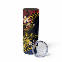 Philippines Spirit Tribal Sun Plumeria Skinny Tumbler Red And Blue Polynesian Pattern LT01 - Polynesian Pride