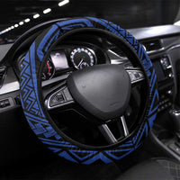 Philippines Spirit Tribal Sun Plumeria Steering Wheel Cover Red And Blue Polynesian Pattern