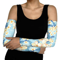 Hawaii Hibiscus Plumeria Blue Arm Sleeves Polynesian Pattern