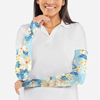 Hawaii Hibiscus Plumeria Blue Arm Sleeves Polynesian Pattern