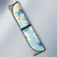 Hawaii Hibiscus Plumeria Blue Auto Sun Shade Polynesian Pattern