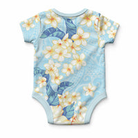 Hawaii Hibiscus Plumeria Blue Baby Onesie Polynesian Pattern