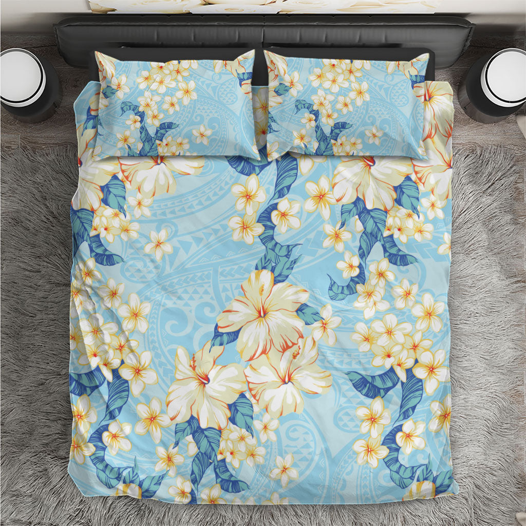 Hawaii Hibiscus Plumeria Blue Bedding Set Polynesian Pattern LT01 Blue - Polynesian Pride