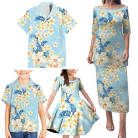 Hawaii Hibiscus Plumeria Blue Family Matching Puletasi and Hawaiian Shirt Polynesian Pattern LT01 - Polynesian Pride