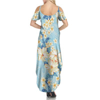 Hawaii Hibiscus Plumeria Blue Family Matching Summer Maxi Dress and Hawaiian Shirt Polynesian Pattern LT01 - Polynesian Pride