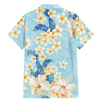 Hawaii Hibiscus Plumeria Blue Hawaiian Shirt Polynesian Pattern