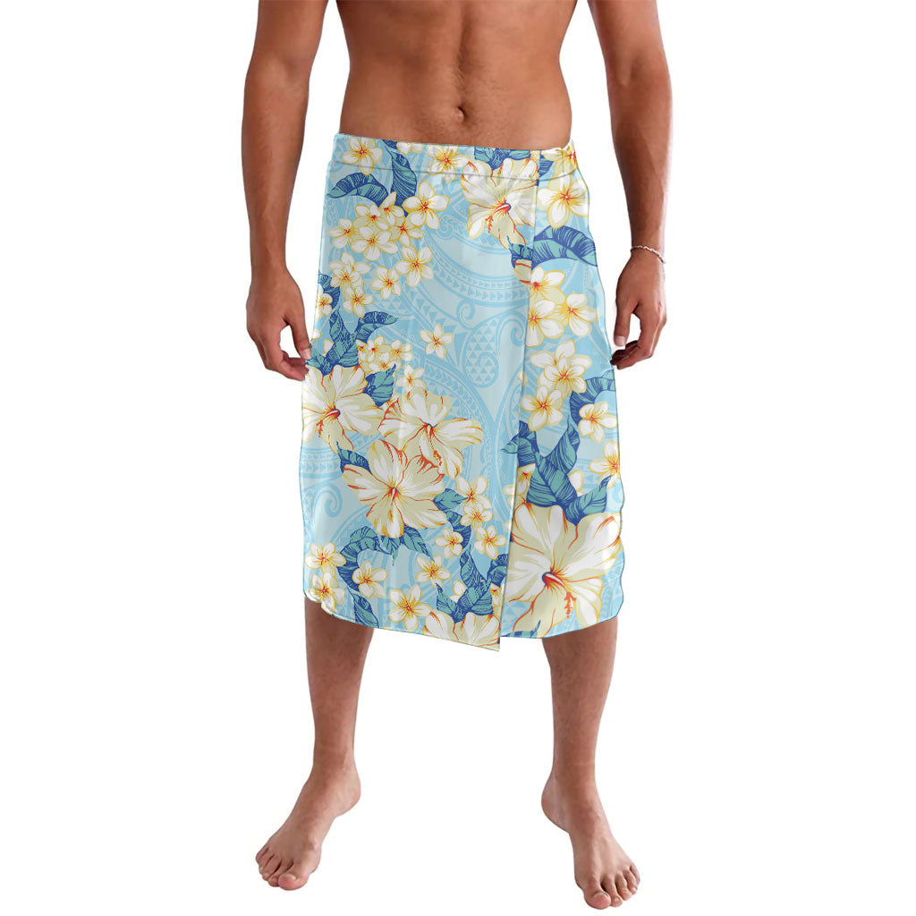 Hawaii Hibiscus Plumeria Blue Lavalava Polynesian Pattern
