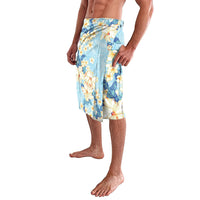 Hawaii Hibiscus Plumeria Blue Lavalava Polynesian Pattern