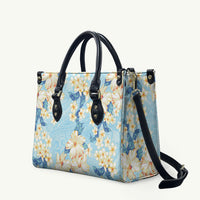 Hawaii Hibiscus Plumeria Blue Leather Bag Polynesian Pattern