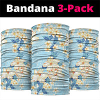 Hawaii Hibiscus Plumeria Blue Neck Gaiter Polynesian Pattern