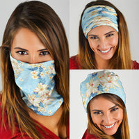 Hawaii Hibiscus Plumeria Blue Neck Gaiter Polynesian Pattern