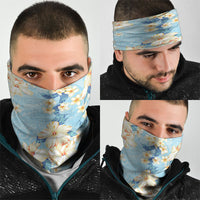 Hawaii Hibiscus Plumeria Blue Neck Gaiter Polynesian Pattern
