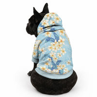 Hawaii Hibiscus Plumeria Blue Pet Hoodie Polynesian Pattern