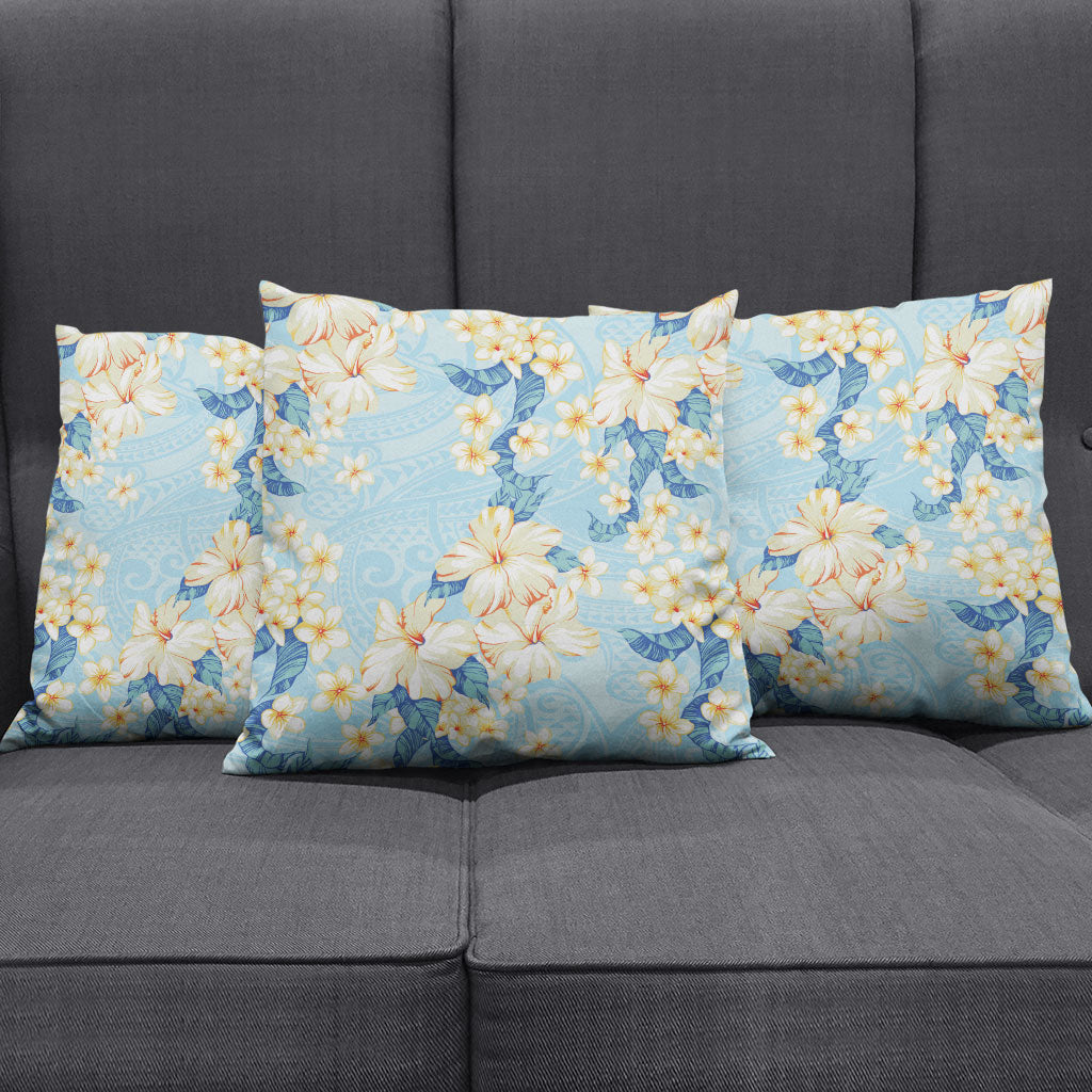 Hawaii Hibiscus Plumeria Blue Pillow Cover Polynesian Pattern LT01 - Polynesian Pride