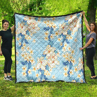 Hawaii Hibiscus Plumeria Blue Quilt Polynesian Pattern