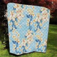Hawaii Hibiscus Plumeria Blue Quilt Polynesian Pattern