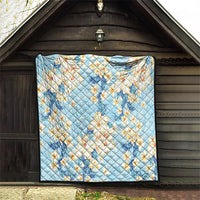 Hawaii Hibiscus Plumeria Blue Quilt Polynesian Pattern