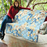 Hawaii Hibiscus Plumeria Blue Quilt Polynesian Pattern