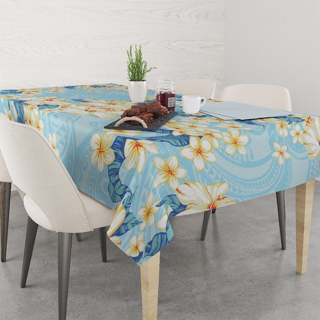Hawaii Hibiscus Plumeria Blue Tablecloth Polynesian Pattern LT01 - Polynesian Pride